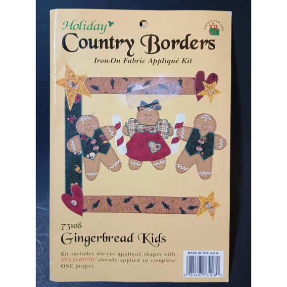 What's New Ltd Other - Holiday Country Borders Gingerbread Kids Iron‎ On Fabric Applique Kit 73108